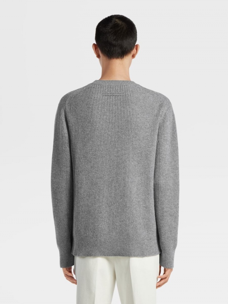 Grey Zegna Oasi Cashmere Crewneck | MXPFHZE-90