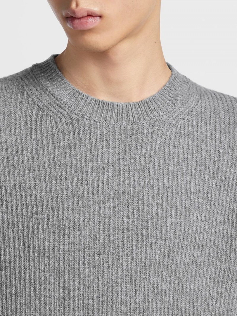 Grey Zegna Oasi Cashmere Crewneck | MXPFHZE-90