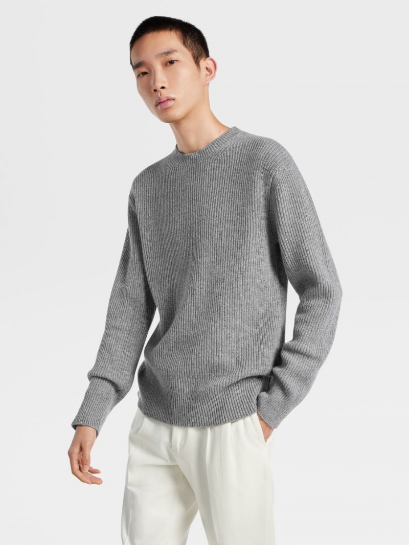 Grey Zegna Oasi Cashmere Crewneck | MXPFHZE-90