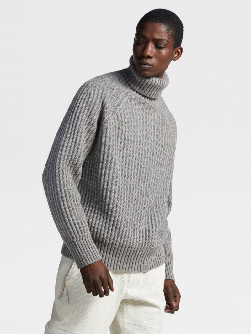 Grey Zegna Oasi Cashmere Turtleneck | NALYJWI-46