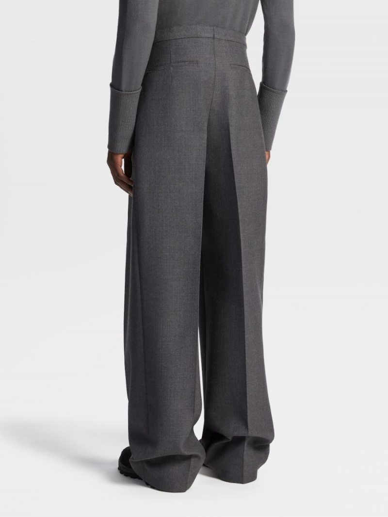 Grey Zegna Wool Pants | AOWIDTX-60