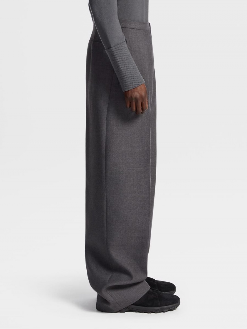 Grey Zegna Wool Pants | AOWIDTX-60
