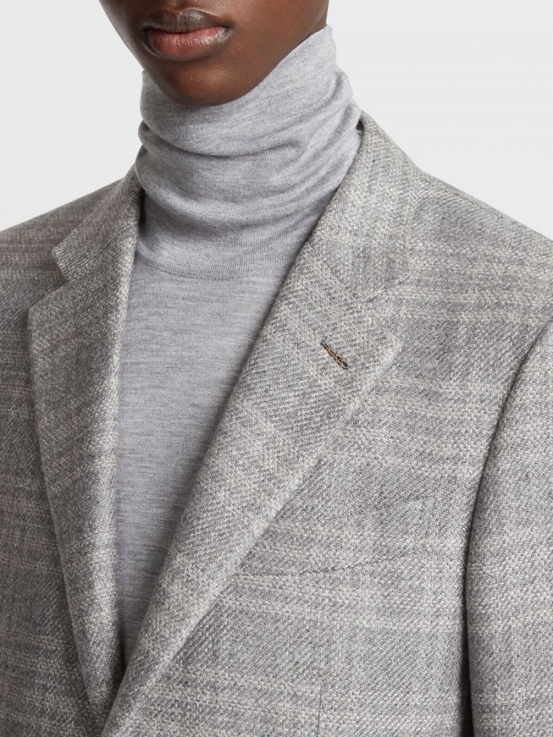 Grey / Light Beige Zegna Cashmere Blend Jacket | MEOBGJF-63