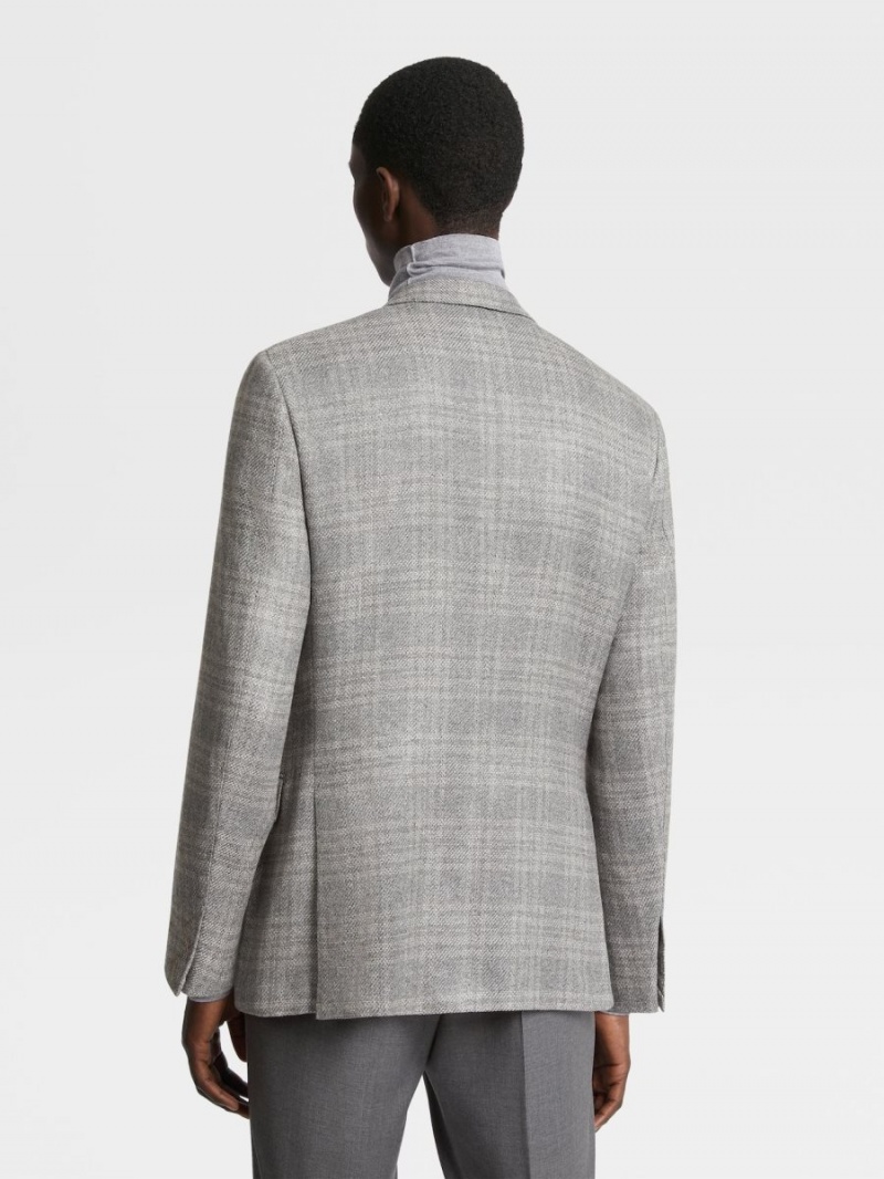 Grey / Light Beige Zegna Cashmere Blend Jacket | MEOBGJF-63