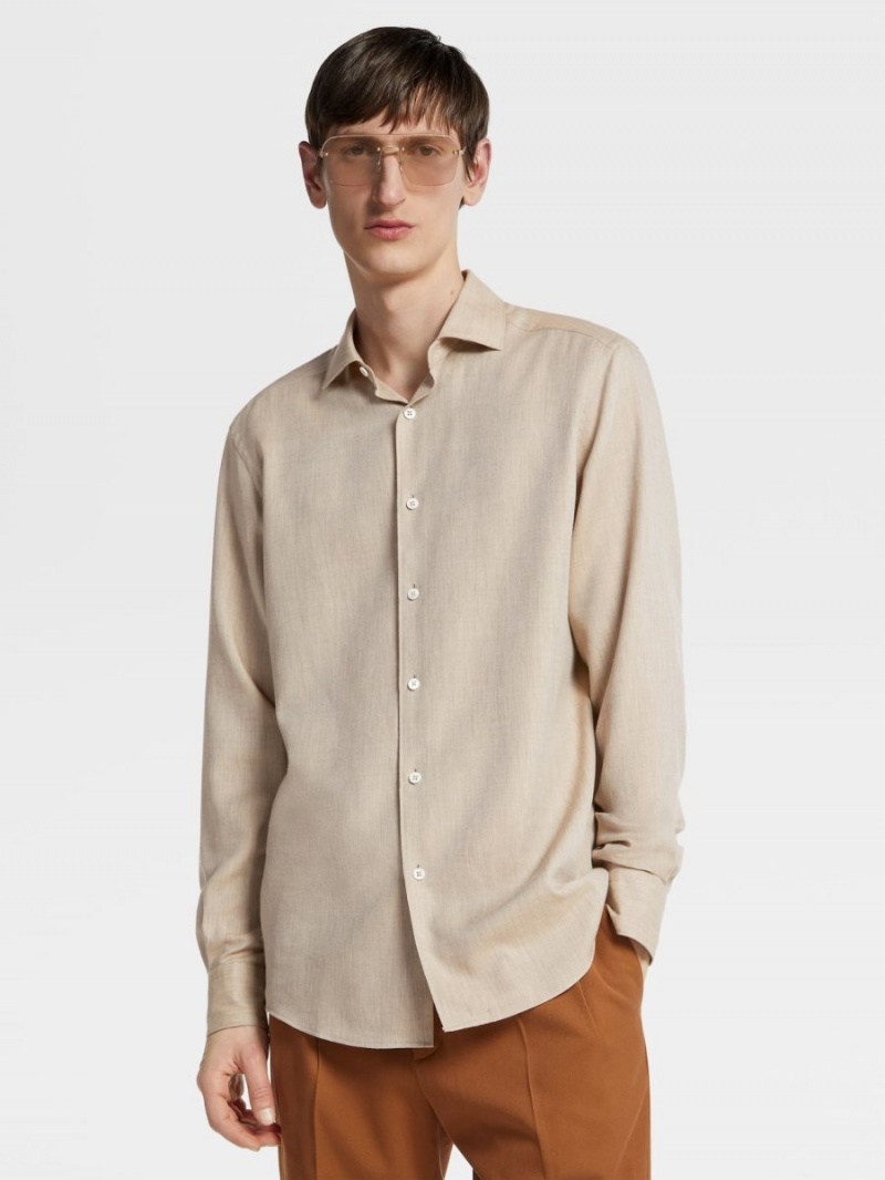 Light Beige Zegna Cashco Shirt | EVAWRND-29