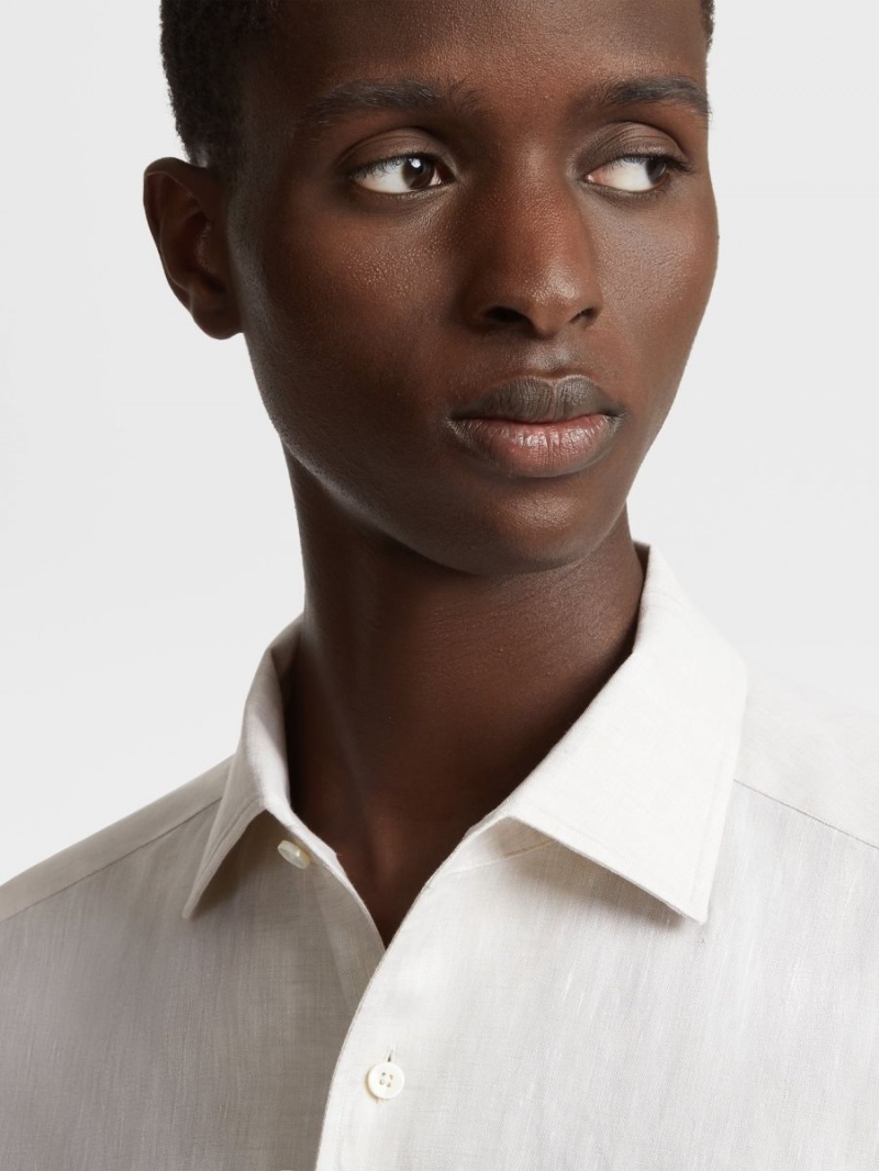 Light Beige Zegna Linen Shirt | HJQGELF-36