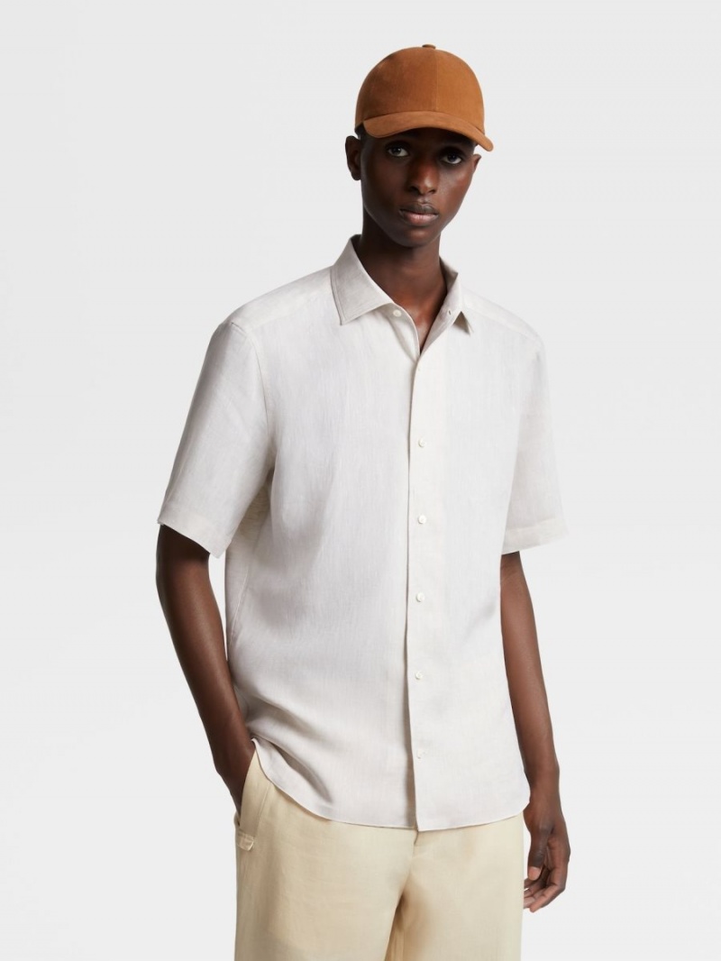 Light Beige Zegna Linen Shirt | HJQGELF-36