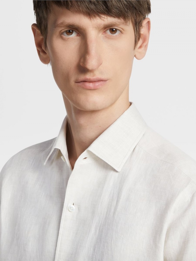 Light Beige Zegna Linen Shirt | OCWFDBS-52