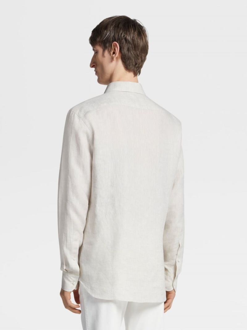 Light Beige Zegna Linen Shirt | OCWFDBS-52