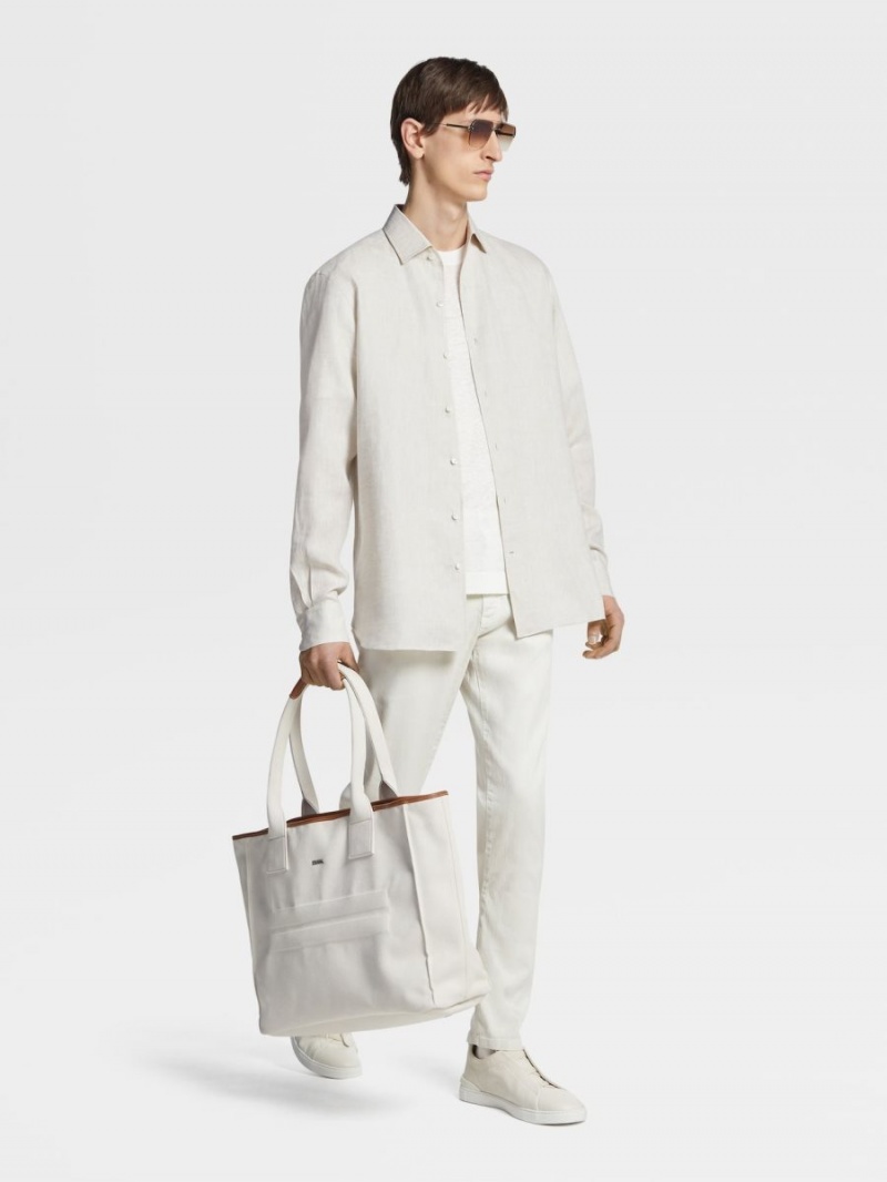 Light Beige Zegna Linen Shirt | OCWFDBS-52