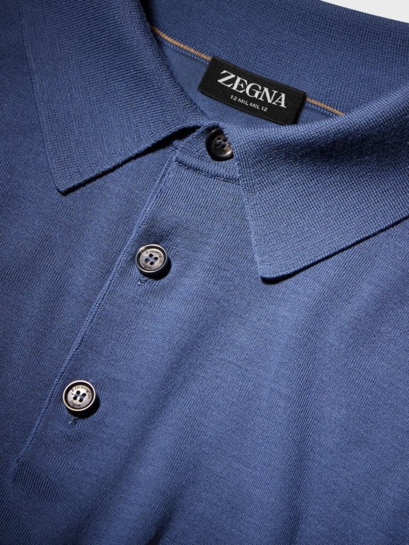 Light Blue Zegna 12milmil12 Wool Polo Shirt | EMCWLAX-72