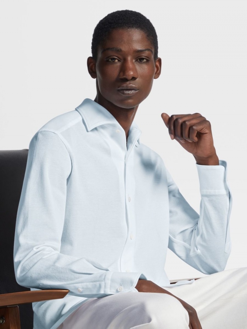 Light Blue Zegna Cotton Shirt | KAXZJHY-38