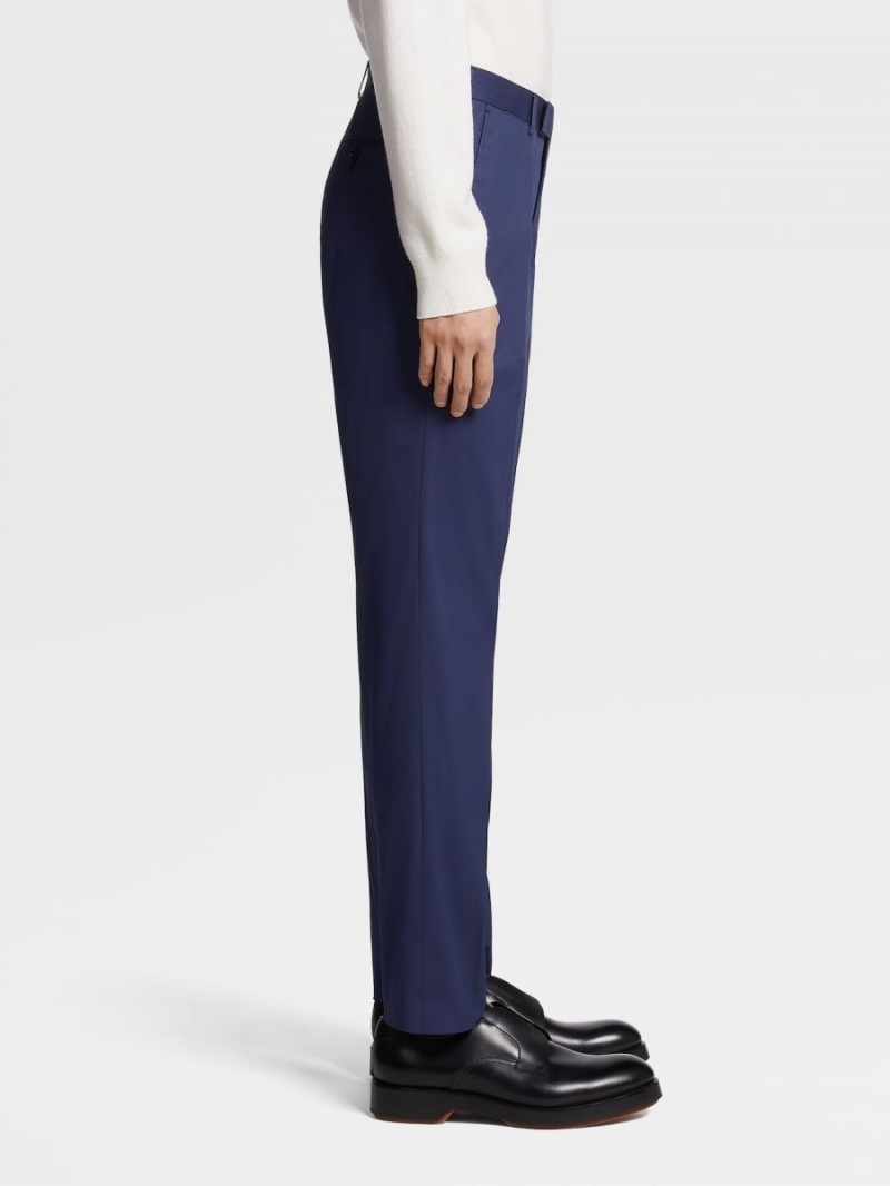 Light Blue Zegna Ligh Premium Cotton Pants | VMHQRFU-08