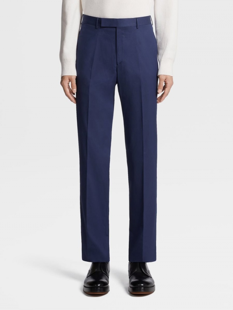 Light Blue Zegna Ligh Premium Cotton Pants | VMHQRFU-08