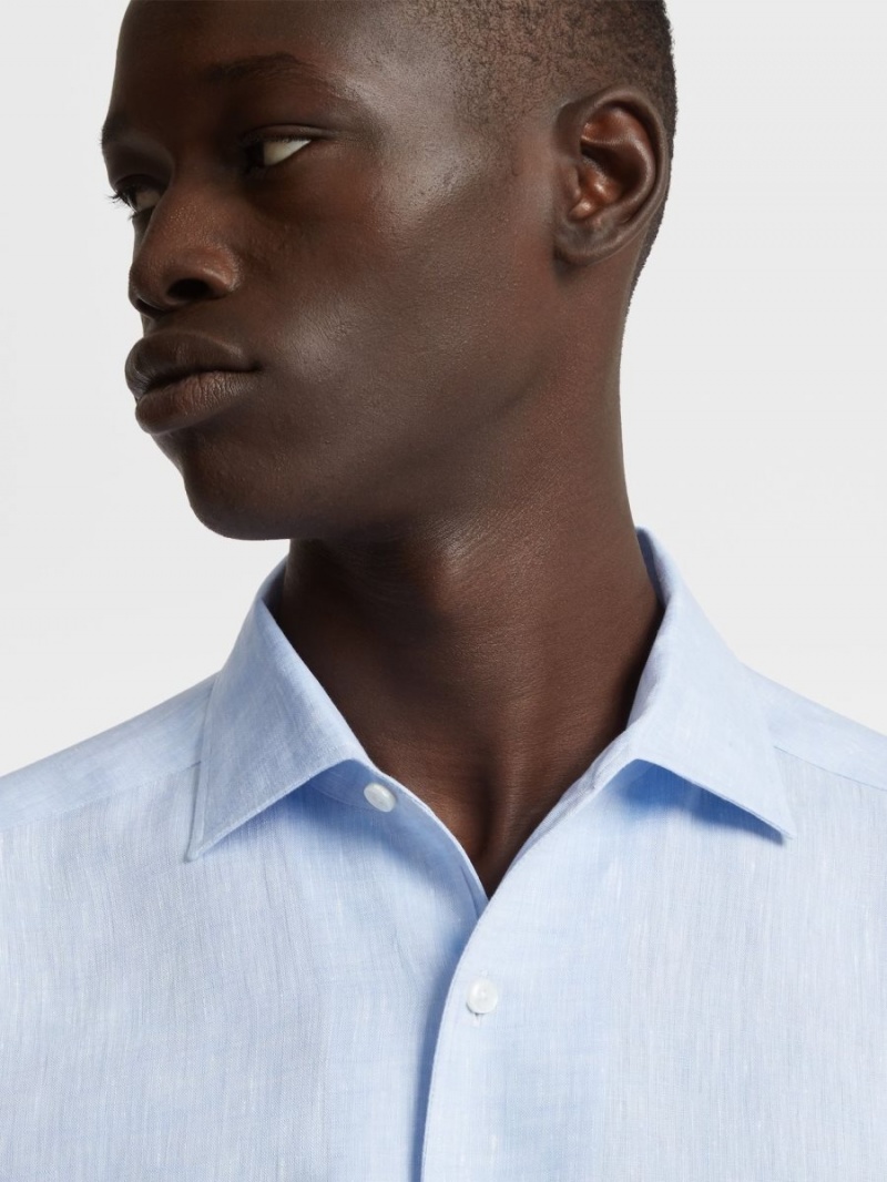 Light Blue Zegna Linen Shirt | RMPVDCK-16