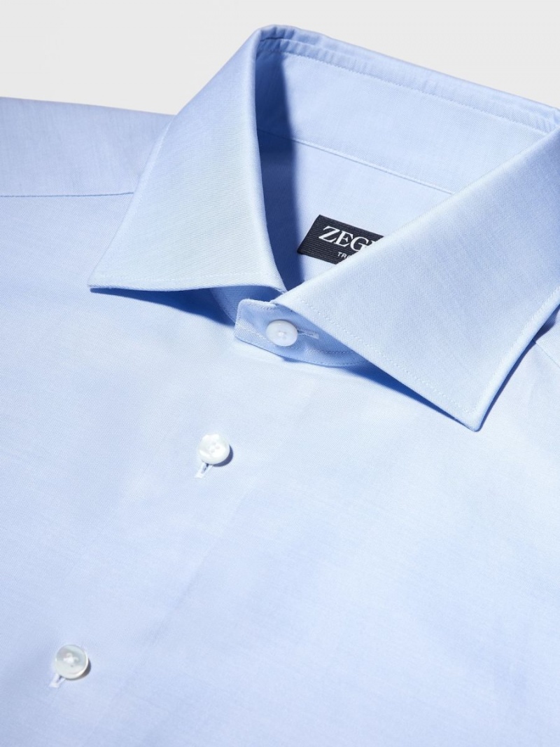 Light Blue Zegna Trofeo Cotton Shirt | MOTYAGR-16