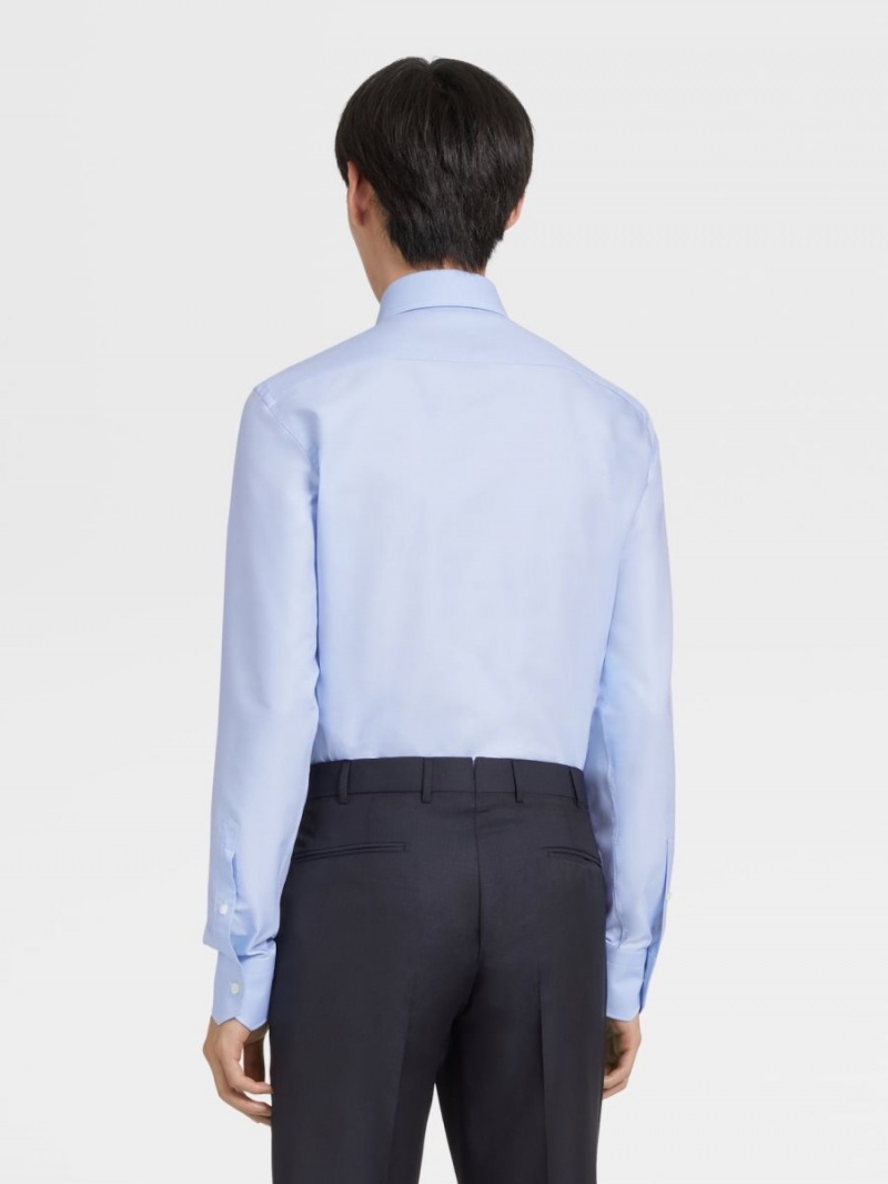 Light Blue Zegna Trofeo Cotton Shirt | MOTYAGR-16