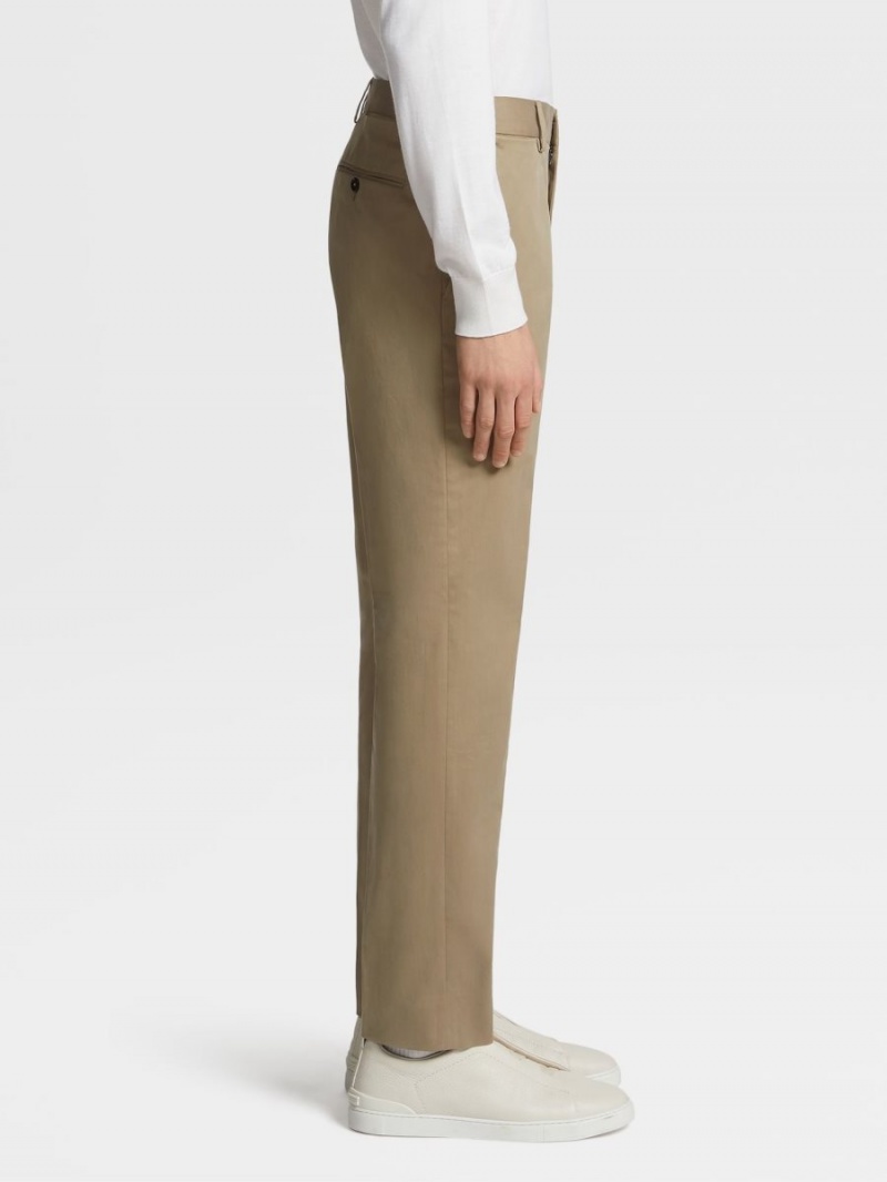 Light Brown Zegna Cotton Pants | UJWLITE-24
