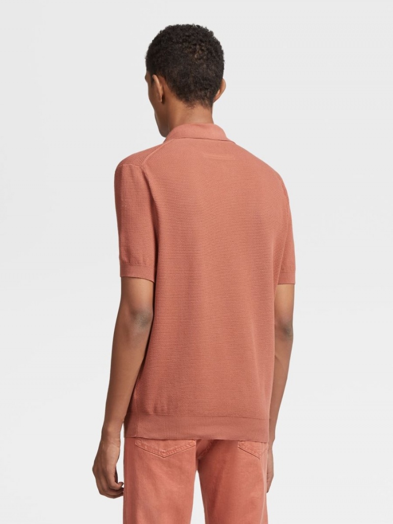 Light Burgundy Zegna Premium Cotton Polo Shirt | OXZISJD-40