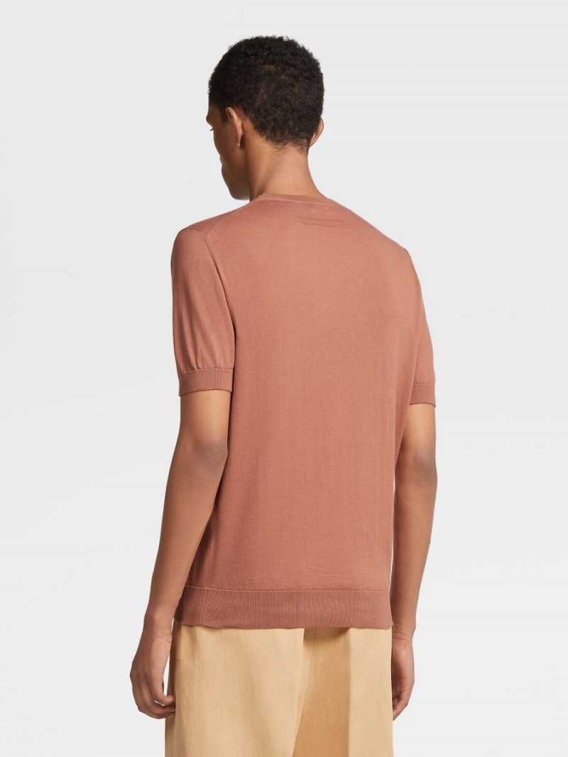 Light Burgundy Zegna Premium Cotton T-shirt | PAXTZHE-30