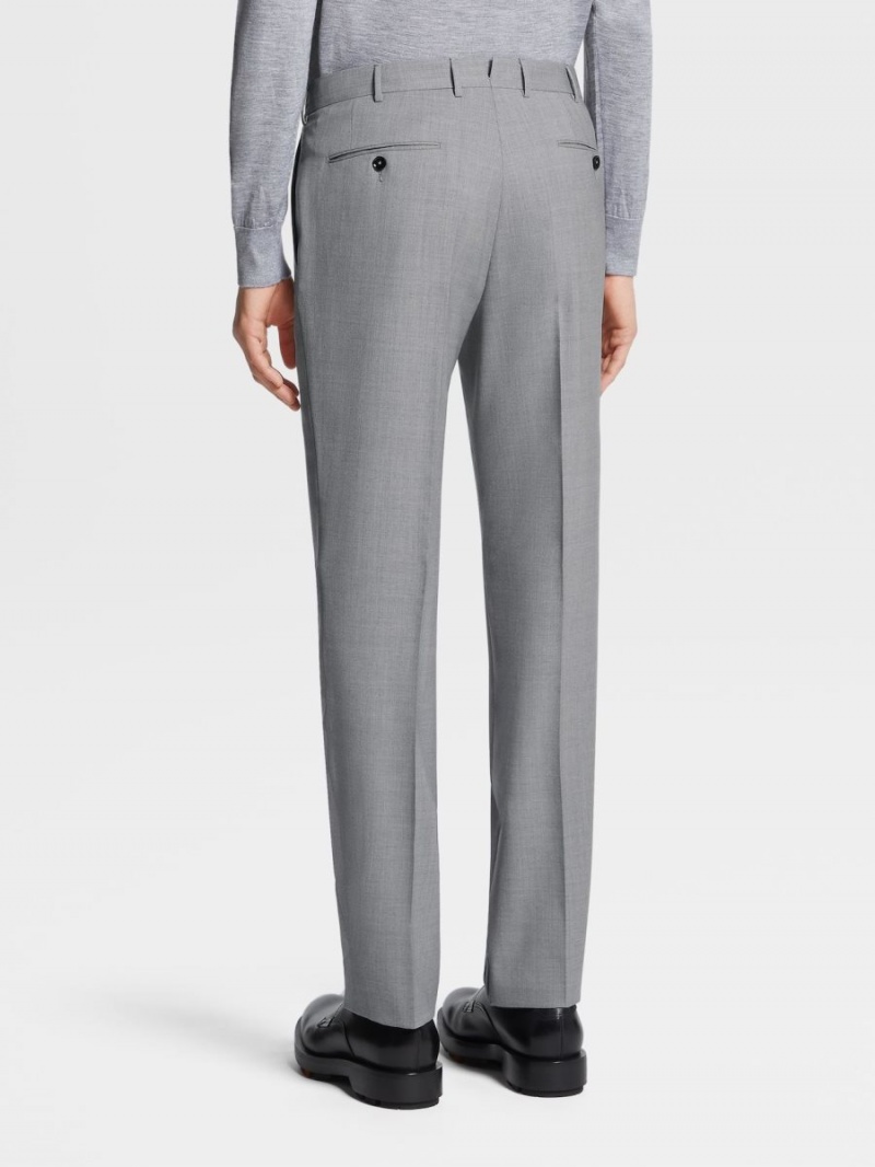 Light Grey Zegna High Performance Wool Pants | IUGNQOA-62