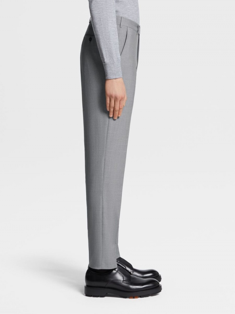 Light Grey Zegna High Performance Wool Pants | IUGNQOA-62