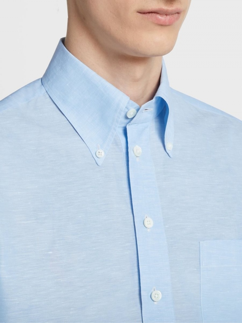 Light Grey Zegna Linen And Cotton Shirt | EKDCBPG-98