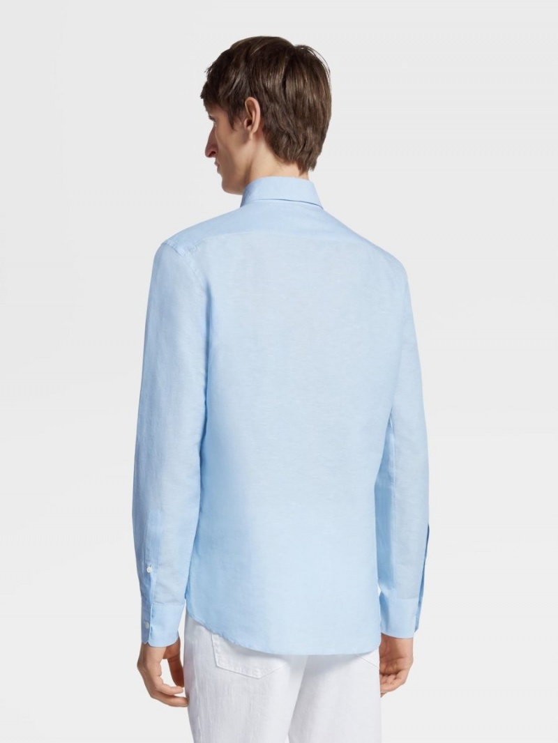 Light Grey Zegna Linen And Cotton Shirt | EKDCBPG-98