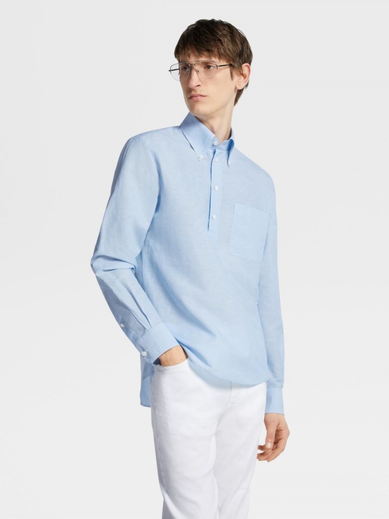 Light Grey Zegna Linen And Cotton Shirt | EKDCBPG-98