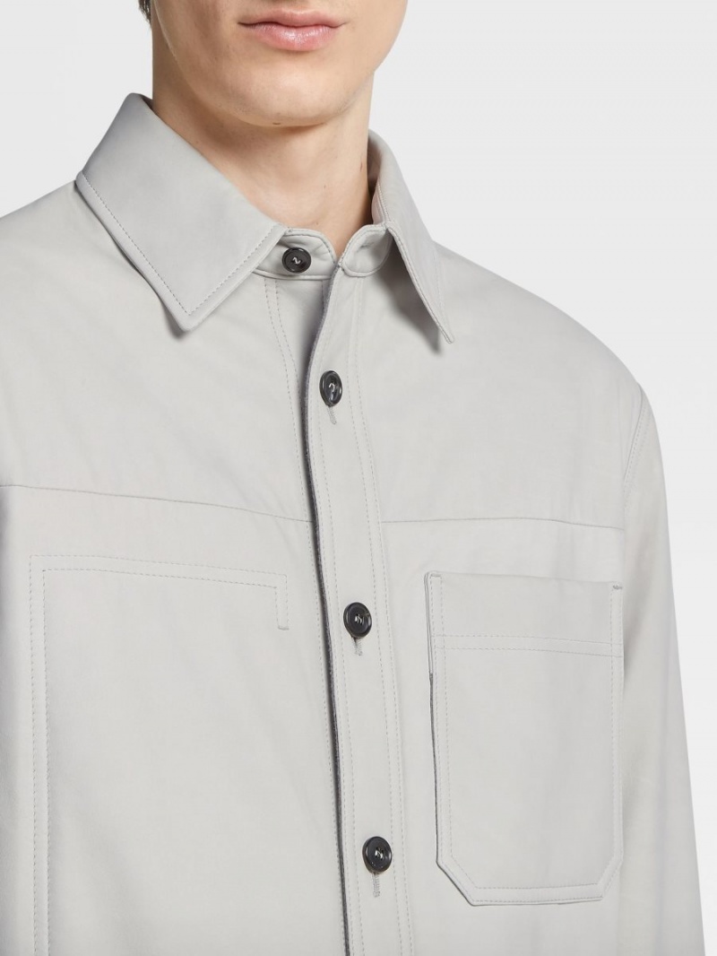 Light Grey Zegna Nubuck Shirt Jacket | DRHUKEW-92