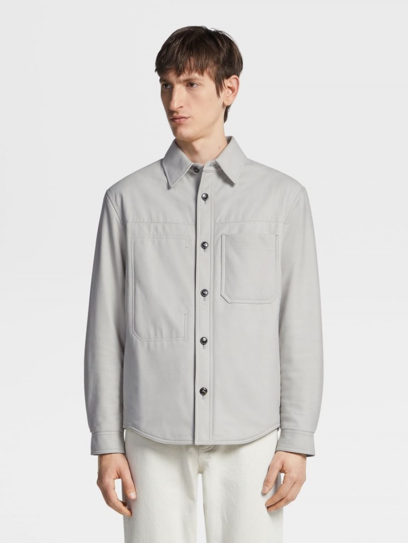 Light Grey Zegna Nubuck Shirt Jacket | DRHUKEW-92