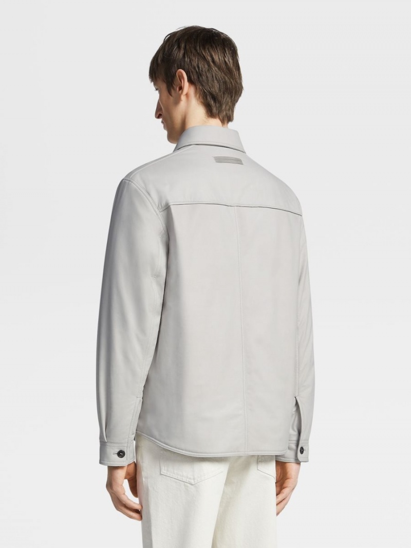 Light Grey Zegna Nubuck Shirt Jacket | DRHUKEW-92