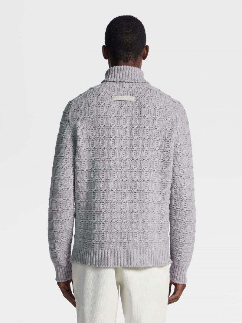 Light Grey Zegna Oasi Cashmere Turtleneck | TVKBWDO-14