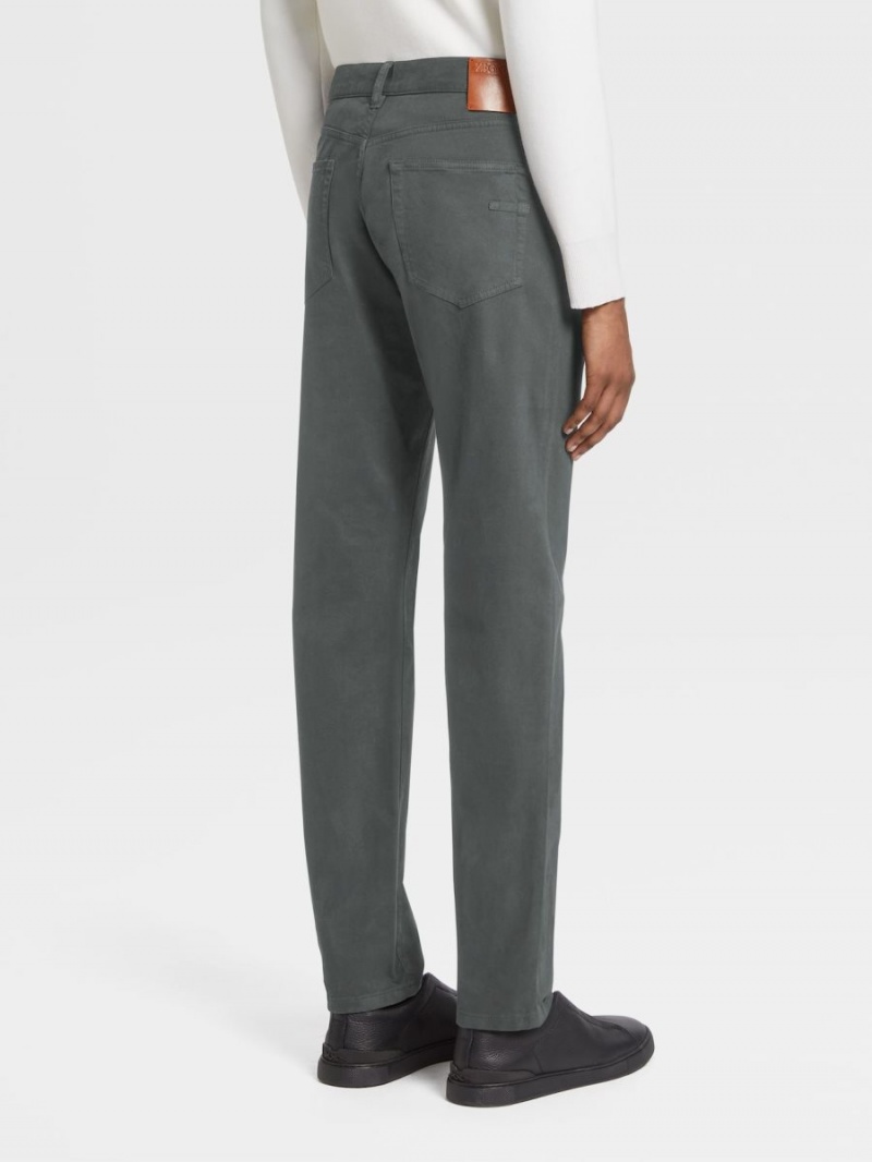 Light Grey Zegna Stretch Cotton Roccia Jeans | CMYLAXP-03