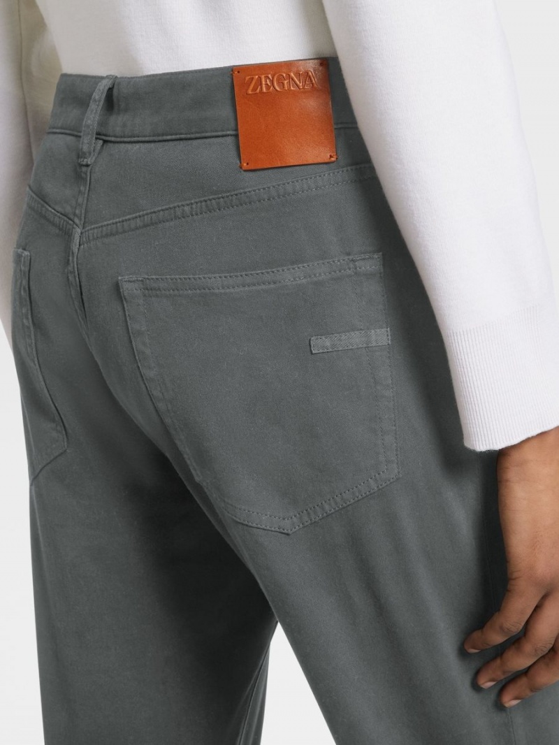 Light Grey Zegna Stretch Cotton Roccia Jeans | CMYLAXP-03