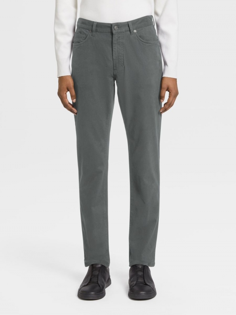 Light Grey Zegna Stretch Cotton Roccia Jeans | CMYLAXP-03