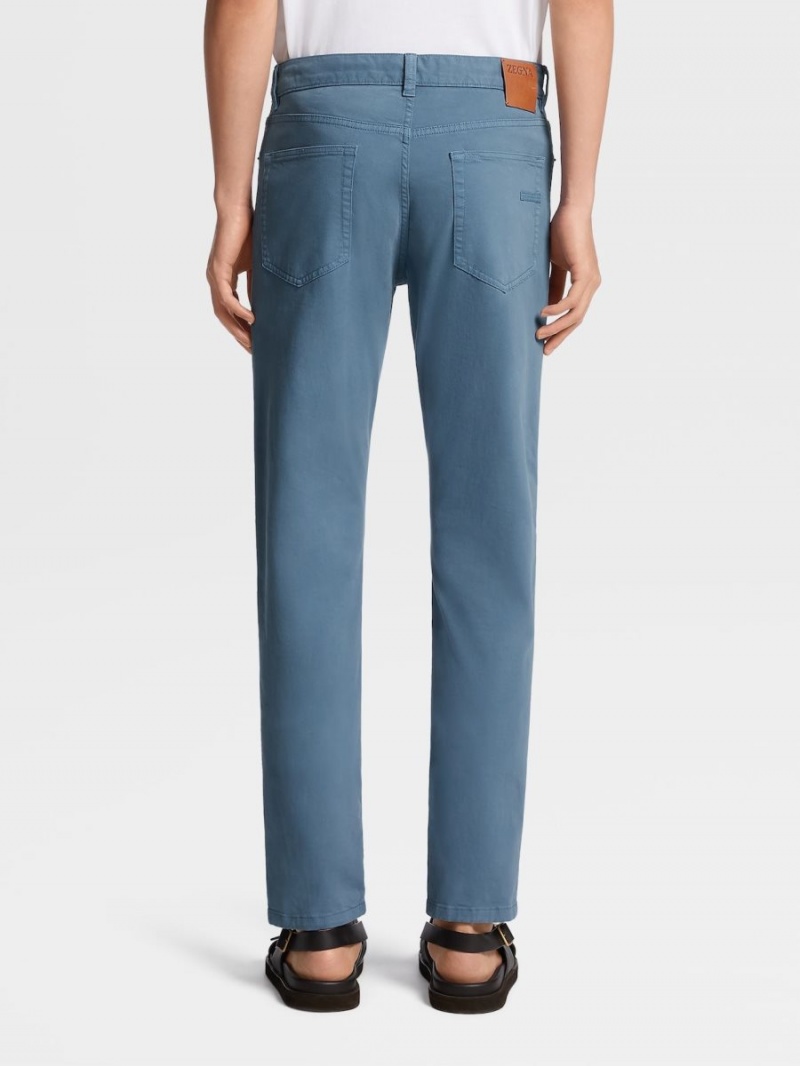 Light Turquoise Blue Zegna Stretch Cotton Jeans | WIFRGLB-42