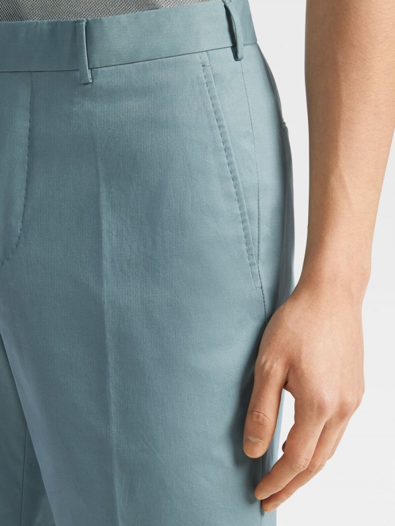 Light Turquoise Green Zegna Premium Cotton Pants | IWSODTK-13