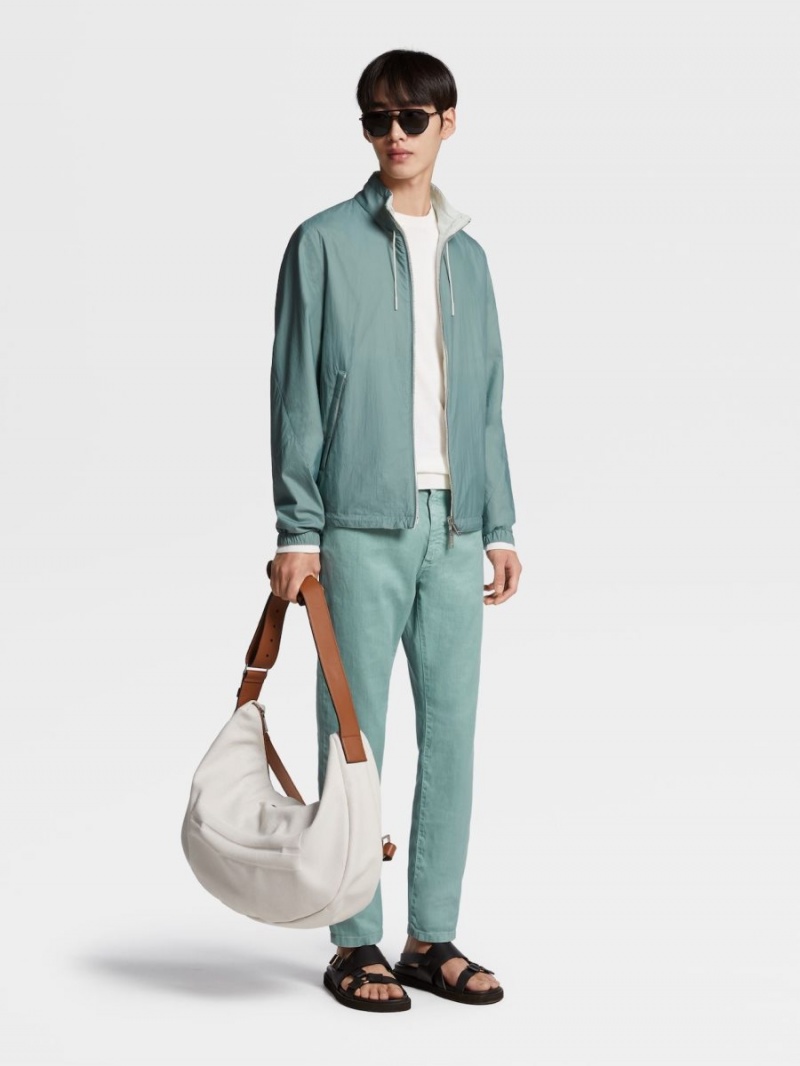 Light Turquoise Green Zegna Stretch Linen And Cotton Jeans | DRJMPYZ-81