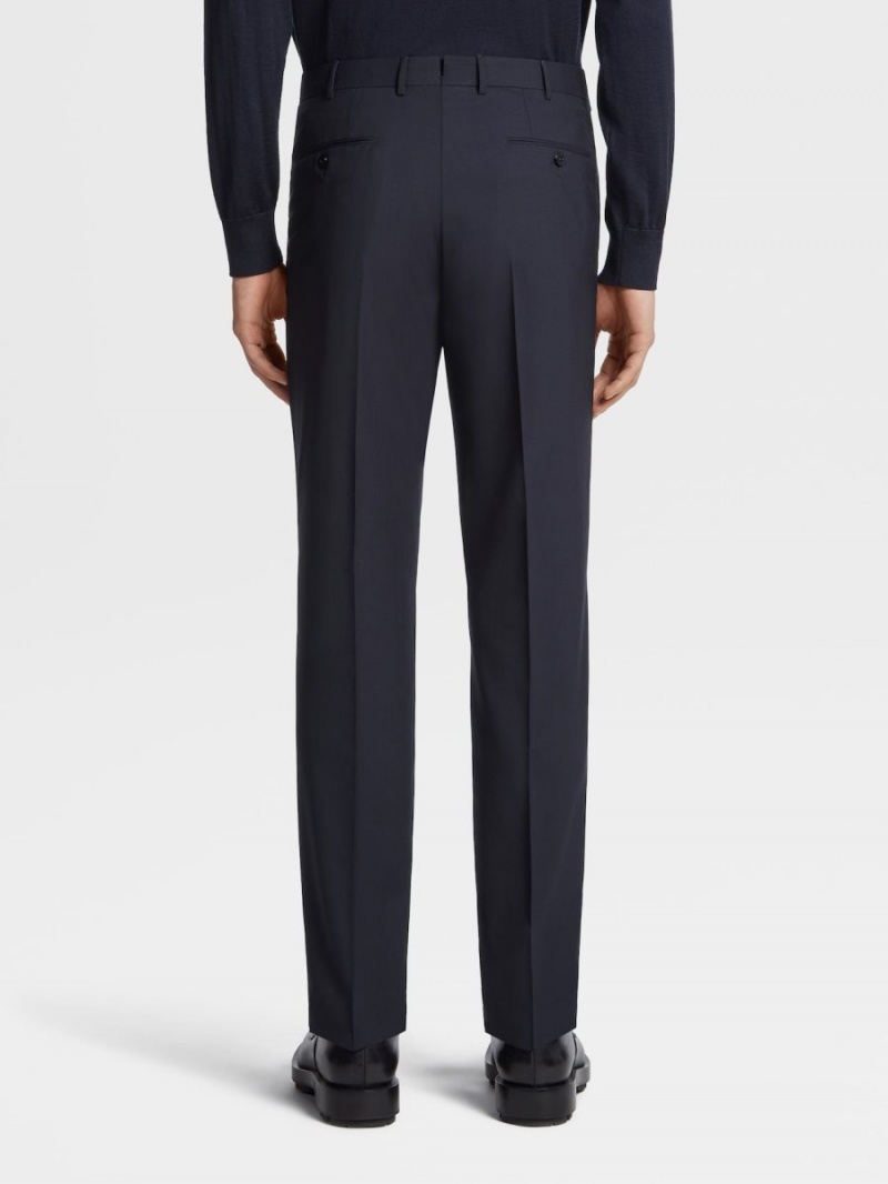 Navy Blue Zegna High Performance Wool Pants | RHNDQCU-05