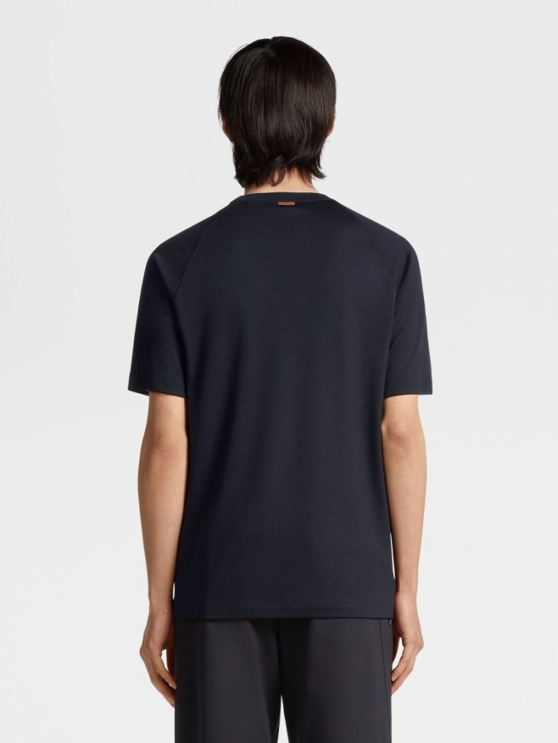 Navy Blue Zegna High Performance Wool T-shirt | RDCTILU-05