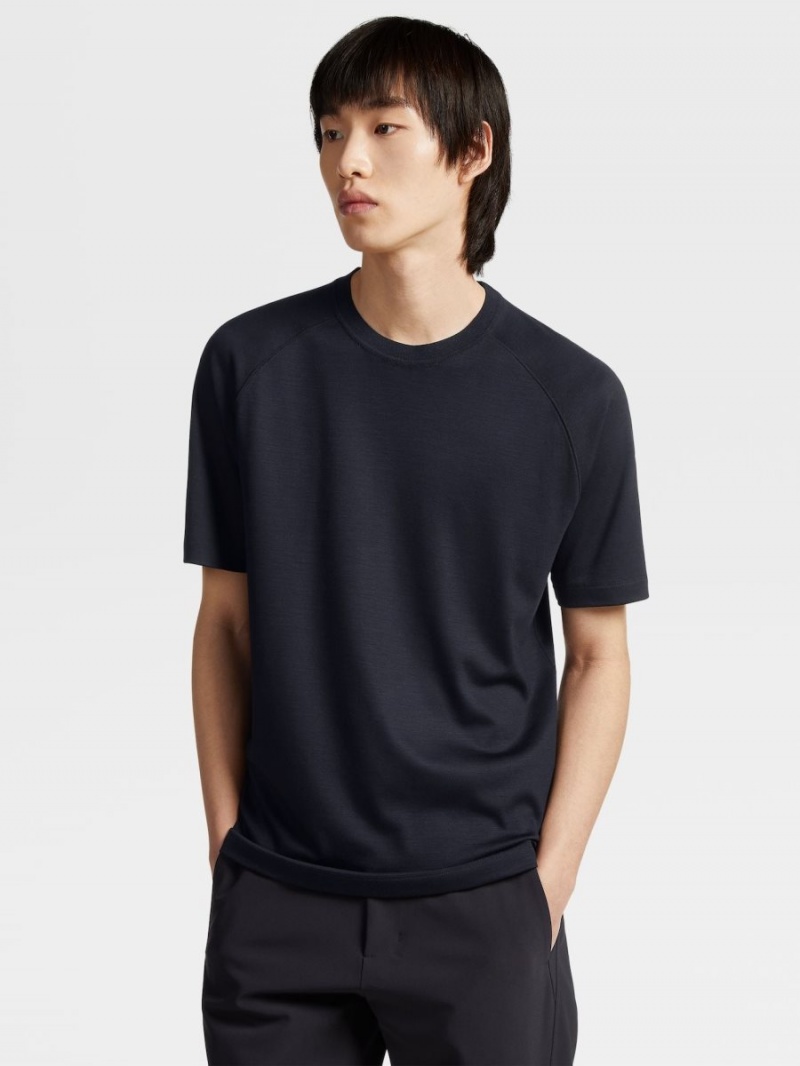 Navy Blue Zegna High Performance Wool T-shirt | RDCTILU-05