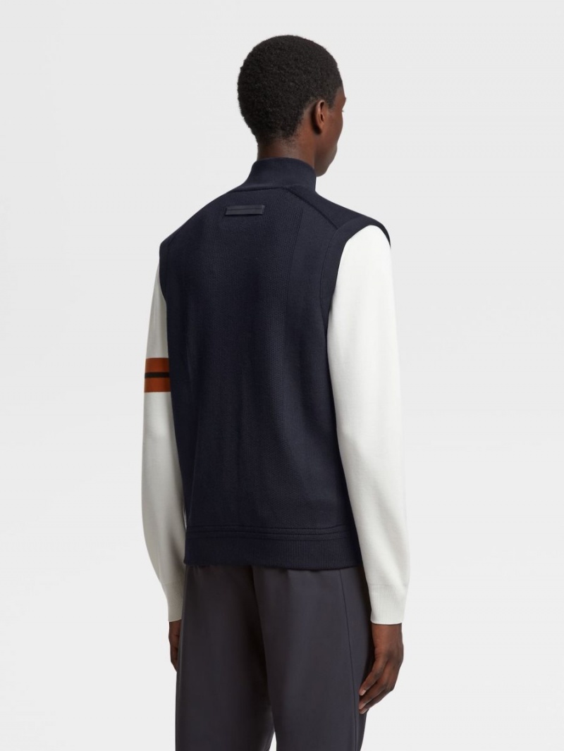 Navy Blue Zegna High Performance Wool Vest | TXVQRHN-28