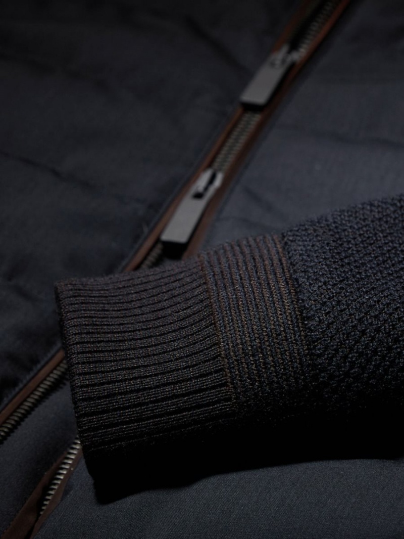 Navy Blue Zegna Trofeo Elements Wool And Cotton Hybrid Short Jacket | ZBLSECR-04