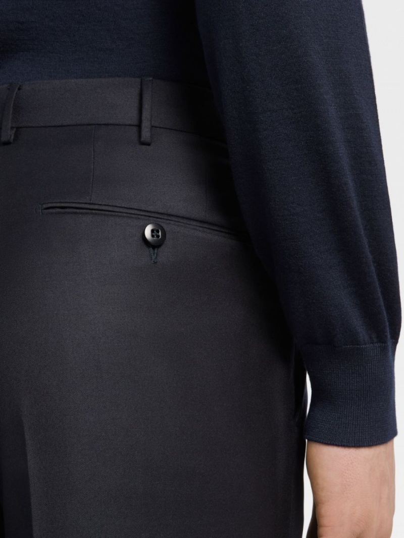 Navy Blue Zegna Trofeo Wool Trousers | DWJBTRZ-02