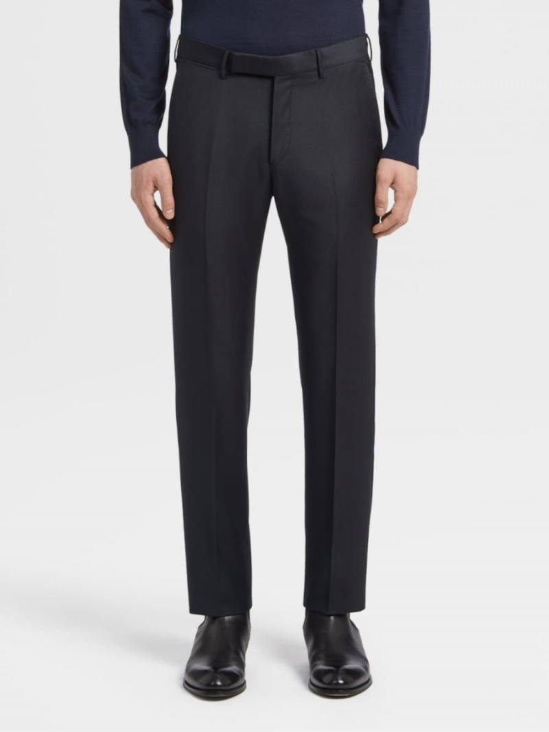 Navy Blue Zegna Trofeo Wool Trousers | DWJBTRZ-02