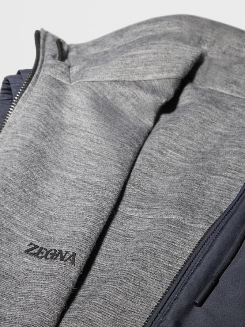 Navy Blue / Grey Zegna Nylon Reversible Vest | HFBGQRU-15
