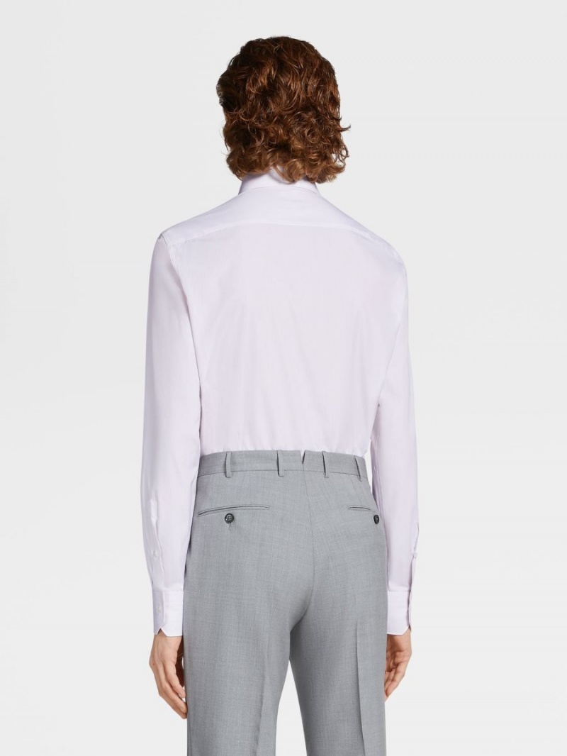 Pink / White Zegna Micro-striped Trofeo Comfort Cotton Shirt | HYXABMC-39