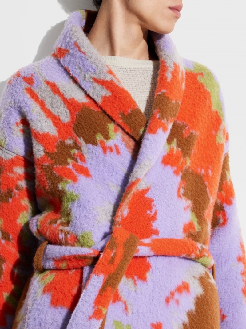 Purple / Orange Zegna The Elder Statesman Cashmere And Wool Robe | YJKLCUM-74
