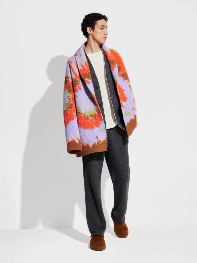 Purple / Orange Zegna The Elder Statesman Cashmere And Wool Robe | YJKLCUM-74